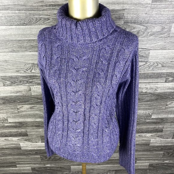 NOMADIC TRADERS Turtleneck Silk & Angora Purple Pullover Sweater Women's Size M - Picture 1 of 10